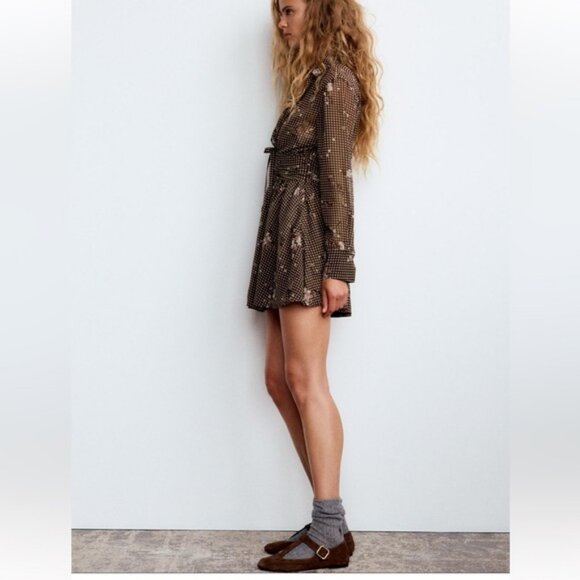 ZARA PRINTED SHIRT DRESS - Picture 4 of 9